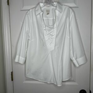 Chico's Crisp White Lace-Up Tunic